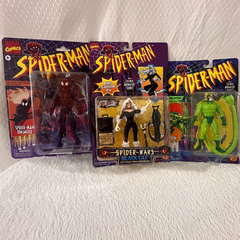 BUNDLE: 1994 Toy Biz Scorpion 1996 Toy Biz Black Cat 2025 Spider-Man Unlimited